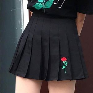 LAST CHANCE Rose Embroidered Tennis Skirt